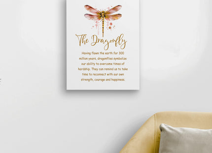 WODMIS Inspirational Dragonfly Wall Art, Framed Canvas Wall Decor, Orange Dragonfly Motivational Home Decor for Bedroom, Bathroom, Office 11x14