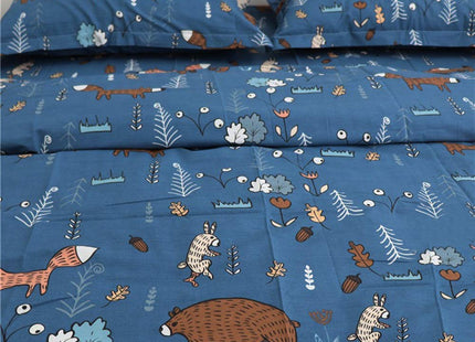 Houseri Blue Bear Animal Print Duvet Cover Set Queen Full - 3 Pcs (Duvet Cover, 2 Pillowcases) - Modern Rustic, Unisex - Cotton, 200 Thread Count - Machine Washable