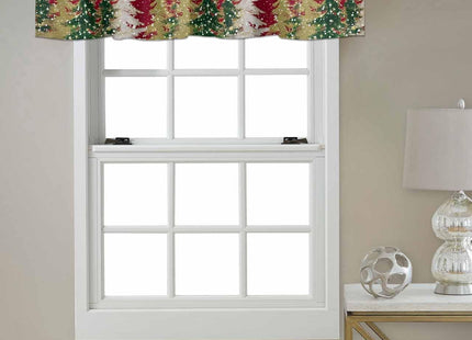 Christmas Tree Valance for Windows Pine Tree Curtains Valances Golden Snowflake Valance Window Treatments Red Short Curtains for Kitchen Living Room Bedroom Bathroom Xmas Holiday Decor 60x18 Inch