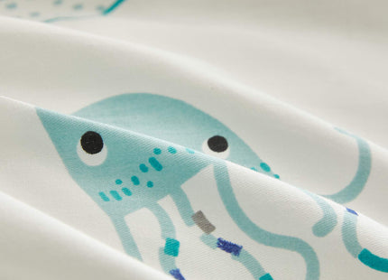 Joyreap 3pcs Premium Cotton Comforter Set for Kids Boys n Girls, Vibrant Ocean Theme Starfish Whale Crab Printed, Skin-Friendly Breathable Bedding Comforter for All Season (Twin, 68x88 inches)