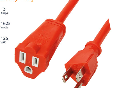 Amazon Basics 50-Foot 3-Prong Indoor/Outdoor Extension Cord, Heavy-Duty, 13 Amps, 1625 Watts, 125 VAC, Orange