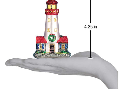 Old World Christmas Lighthouse Glass Blown Ornament for Christmas Tree, Handcrafted Holiday Decoration, Landmarks Collection