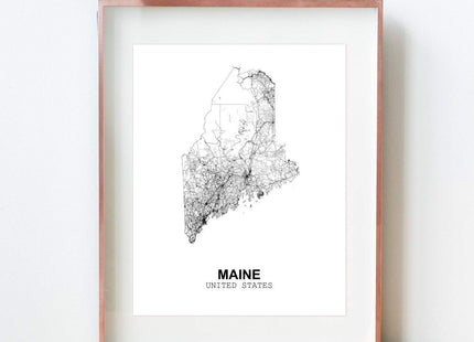 Eleville 8X10 Unframed Maine United States Country View Abstract Road Modern Map Art Print Poster Wall Office Home Decor Minimalist Line Art Hometown Housewarming wgn176