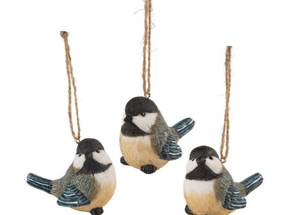 Chickadee Songbirds Decorative Christmas Ornaments Assortment of 3