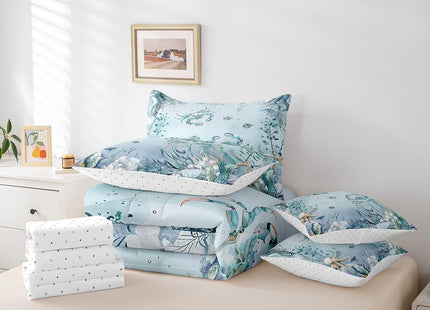 Erosebridal Crab Teal Bed in A Bag King Size Comforter Set 7 Pieces
