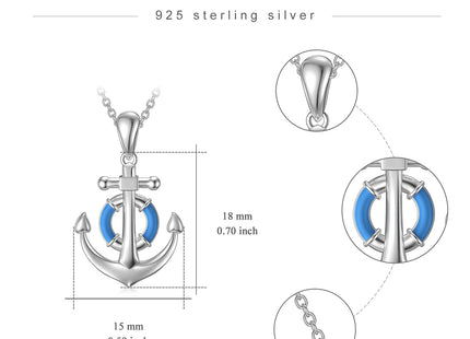 SLIACETE 925 Sterling Silver Anchor Necklace Ocean Jewelry Gift for Women