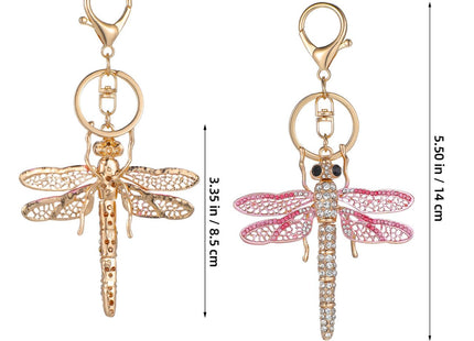 Amosfun Dragonfly Keychain Sparkling Rhinestone Dragonfly Keychain Pendant