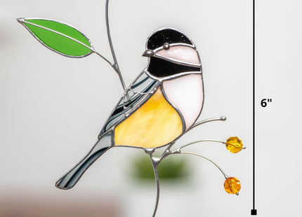 Gift Birds Handmade Chickadee Stained Glass Suncatchers Window Hanging Art