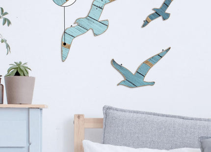 Putuo Decor 3pcs Wooden Seagull Wall Art, Nautical Room Decor Coastal Wall Hanging, Seagull Wall Decor Beach Decorations for Home Bedroom Bathroom Hallway Nautical Wall Decal Nursery