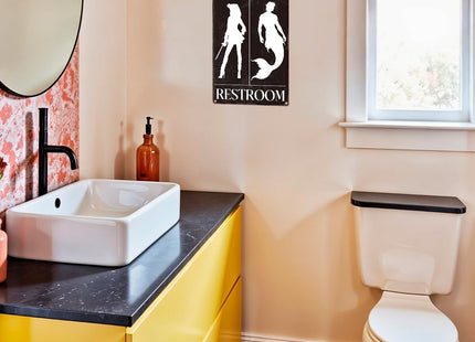 UBIMKW Restroom Metal Tin,Mermaid Nautical Pirate Sign