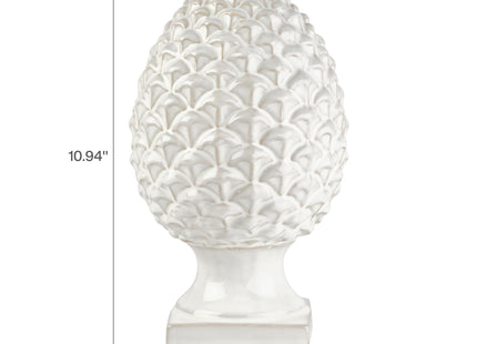 Elements 6.54x6.54x10.94 Inch White Ceramic Pinecone Figurine Durable Design for Everyday Use in Home Kitchen Dining and Entertaining Settings