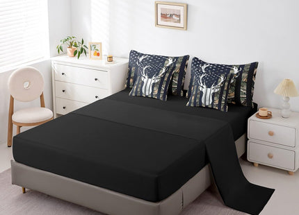 Camo American Flag Reversible Comforter Set 7 Piece Full Size,Deer Antlers Army Green Camouflage Bed Sheet Set Western Farmhouse Animal Hunting Bedding Set with Comforter,Fitted & Flat Sheet