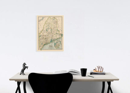Maine - State Map, 1897 | Historical Map Print - 24in x 18in