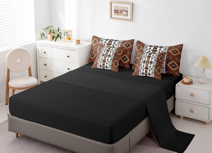 Erosebridal 7 Piece Western Twin Comforter Set with Sheets Brown Rustic Boho Aztec Bedding Sets,Country Cabin Lodge Bed in A Bag for Boys Adults Men Southwestern Ethnic Tribal Bed Set