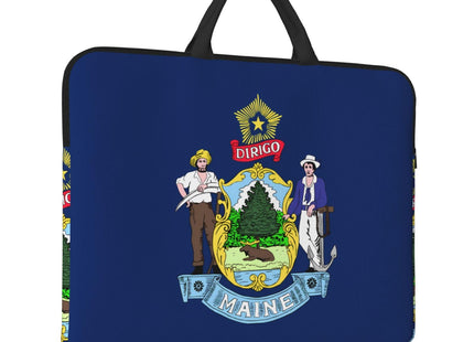 Maine State Flag Print 14in Laptop Case Sleeve Bag â€“ Portable Handle, Business Travel, Accessory Pocket for Notebook, Tablet