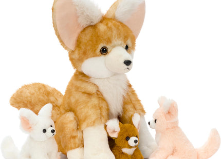 Karister Fennec Fox Plush Toy with 3 Babies, 17.4" Fox Stuffed Animal