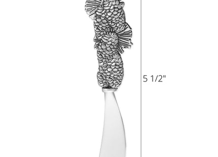 Wine Things Pinecone Cheese Spreader Set, Zinc Alloy Butter Spreaders with Decorative Handles for Cheese, Cream, and Dips, Silver, 5.5 Inch, Set of 2