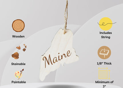 Maine Christmas Ornament | Wooden State Ornament Gift