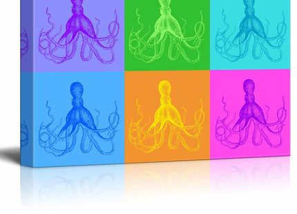 wall26 - Canvas Wall Art - Multi-Color Pop Art with Octopus - Giclee Print Gallery Wrap Modern Home Art Ready to Hang - 24" x 36"