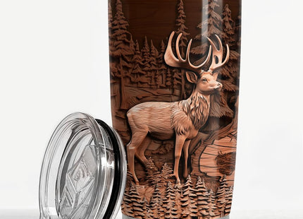 Deer Tumbler 20oz Stainless Steel Insulated Tumblers Coffee Travel Mug Cup Deer Gifts for Men Gift for Birthday Christmas