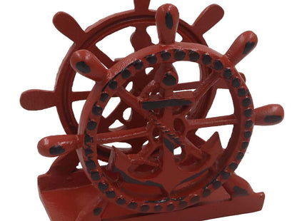 THDC Nautical Napkin Holder, Lunch, Dinner, Nautical Collection Napkin Holder, Made of Metal (Anchor Distressed Red)