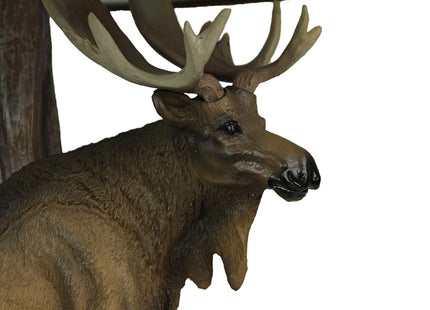 North American Bull Moose Table Lamp with a 12-Inch Diameter Forest Print Shade- Wildlife Decor - Perfect for Living Rooms, Cabins, and Bedrooms - 20 Inches Tall