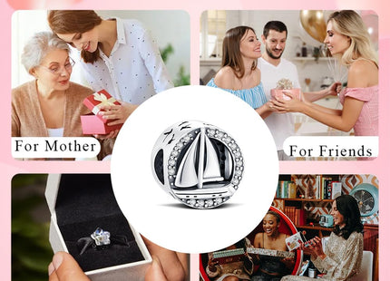 925 Sterling Silver Sailboat Sailing Ship Charm for Pandora Bracelets