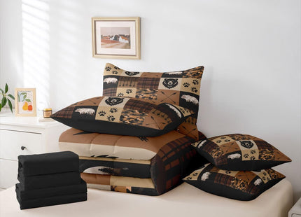 Feelyou Bear Comforter Set Twin SizeFarmhouse Cabin Hunting 7 Pcs Bedding