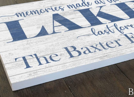 Lake House Sign Personalized with Family Name or House Name – “Memories Made at the Lake Last Forever” Wall Art – Cabin or Vacation Home Decor – Made in USA – 16.5" x 10.5"