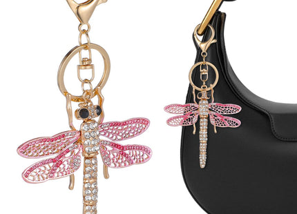 Amosfun Dragonfly Keychain Sparkling Rhinestone Dragonfly Keychain Pendant