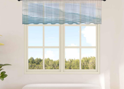Pinroote Summer Beach Sheer Valance, Ocean Coastal Light Filtering Kitchen Curtain Valances, Nautical Seaside Aqua Beige Chiffon Rod Pocket Living Room/Bedroom/Cafe Curtains 54"x18"