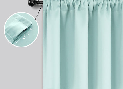 Mrs.Naturall Aqua Coastal Window Valances for Living Room Kitchen, 2 Pack 16 Inch Beach Themed Blackout Valance Curtains for Bedroom Bathroom, Total 72" Wide, Seafoam Seasalt