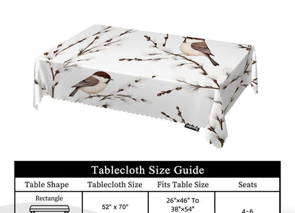 Swono Bird Tablecloth Willow Branches and Birds Chickadee Decorative Oblong Table Cover for Kitchen, Dining, Party Banquet and Holiday Tablecloth, 52x70 Inch(4-6 Seats)