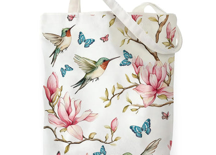 RNYJJ Hummingbird Tote Bag Mangnolia Hummingbird Canvas Tote Bag, Spring Floral Reusable Handle Bags