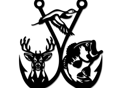 Xedatric Rustic Hunting Deer Fish Bird Metal Wall Art