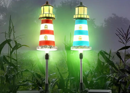 AQEENURA Solar Lighthouse, 2 PCS, 7 Colors Changing