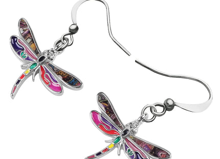 Alloy Cute Dragonfly Earrings Dangle Dragonfly Gifts for Women Fashion Summer Jewelry Enamel Charms (Violet)
