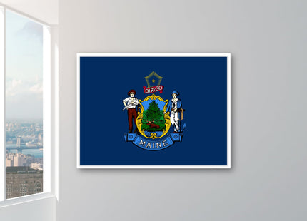 Maine Flag Wall Art - Canvas Decorative Print - State Home Decor and Gift