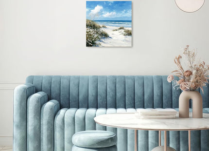 Kunstorner Coastal Pictures Beach Canvas Wall Art Nautical Wall Decor for Living Room Easy to Hang 13.5"X13.5"