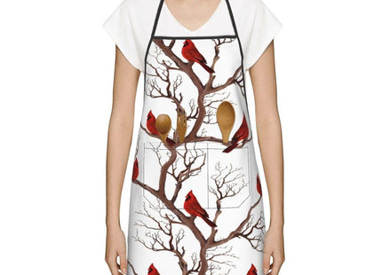 LANAIQO Cardinal Birds Apron for Women With Pockets, Christmas Kitchen Aprons For Chef Cooking Grilling Bbq Painting Gardening, Christmas Gifts for Baker Cooks Chef Friends, Cardinal Gifts for Women