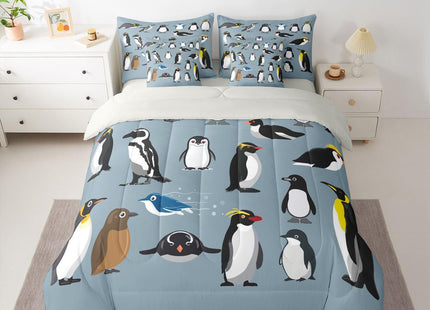 Erosebridal Cartoon Penguin Comforter Set 7 Piece Bed in A Bag Twin