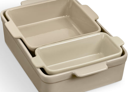 Best Choice Products 3-Piece Ceramic Casserole Baking Dish Set Mushroom