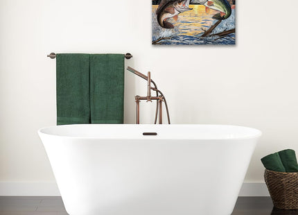 Estused Bass Fish Bathroom Wall Art Rustic Fishing Wall Decor 16"x12"