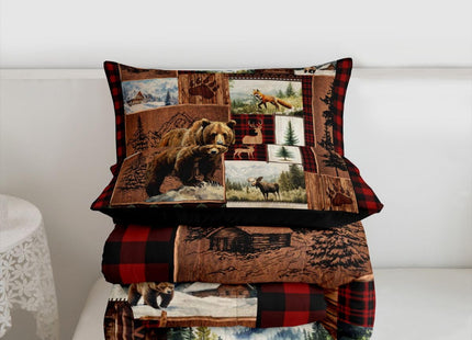 Feelyou Cabin Bear Comforter Set Queen Size for Boys Girls