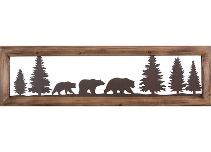 BLACK FOREST DECOR Bear Family Metal & Wood Wall Art 33 3/4"Wx1"Dx9 9/10"H