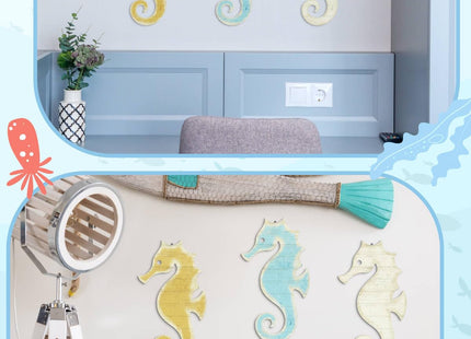 Putuo Decor 3-Piece Seahorse Wall Decor Set - Ocean Themed Wall Art for Bedroom, Living Room, Bathroom & Coastal Spaces