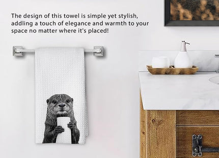 Threegoat Cute Otter Kitchen Towels 1 PCS, Funny Otter Gifts for Women, Otter Decor Hand Towels for Bathroom, Cute Animal, Women, Pet Owners Housewarming-A23