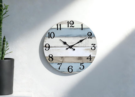 JoFomp 6 Inch Wooden Wall Clocks Battery Operated, Silent Wall Clock Non Ticking, Coastal Country Design Rustic Wall Clocks for Living Room Decor, Small Wall Clock for Bedroom Kitchen Bathroom
