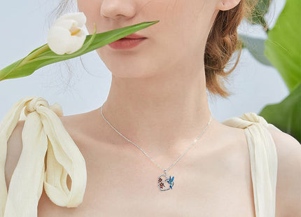 LONAGO Hummingbird Necklace Hummingbird Heart Pendant Necklace 925 Sterling Silver Hummingbirds Necklaces Gifts for Women