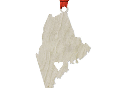 Andaz Press Laser Engraved Wood US State Christmas Ornament, Cut Out Heart Home Home, Maine, 1-Pack, Includes Ribbon and Gift Bag